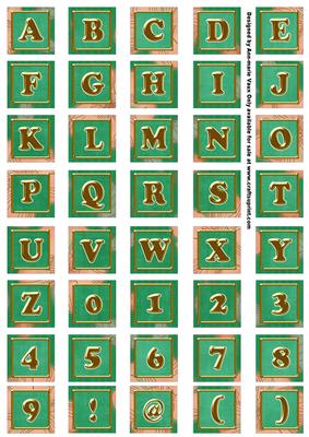 Dark Green Flora Colour Alphabet Embellishment Sheet