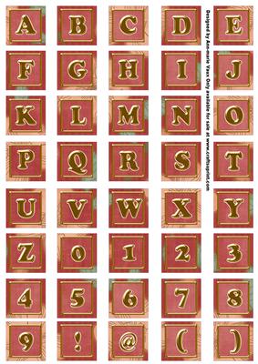 Dark Red Flora Colour Alphabet Embellishment Sheet