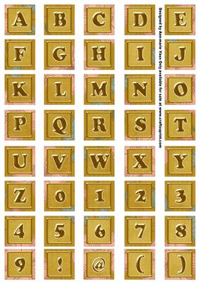 Gold Flora Colour Alphabet Embellishment Sheet