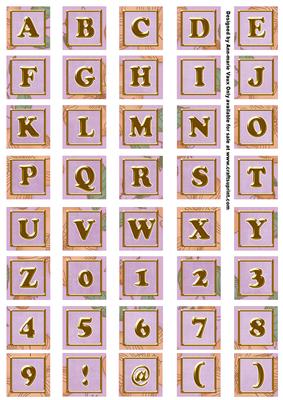 Lilac Flora Colour Alphabet Embellishment Sheet