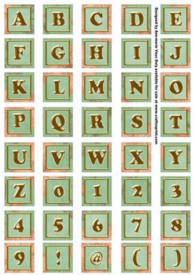 Mid Green Flora Colour Alphabet Embellishment Sheet