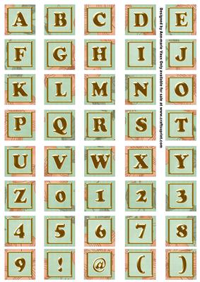 Mint Green Flora Colour Alphabet Embellishment Sheet