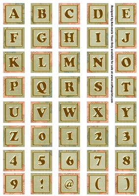 Olive Flora Colour Alphabet Embellishment Sheet