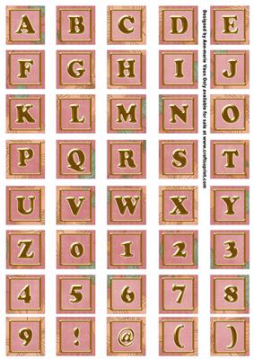 Pink Flora Colour Alphabet Embellishment Sheet