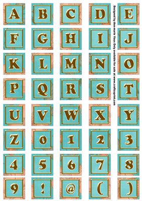 Teal Flora Colour Alphabet Embellishment Sheet