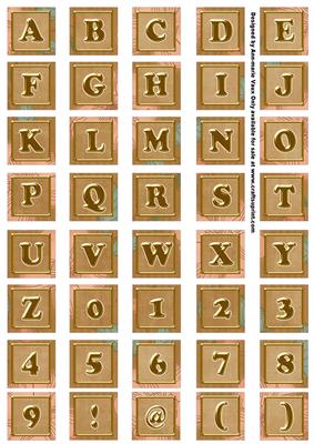 Vintage Tea Flora Colour Alphabet Embellishment Sheet