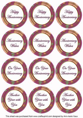 Cerise Flora Colour Anniversary Mix Round Sentiment Toppers