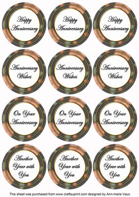 Black Flora Colour Anniversary Mix Sentiment Round Toppers