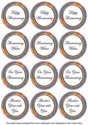 Blue Flora Colour Anniversary Mix Sentiment Round Toppers