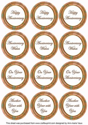 Borange Flora Colour Anniversary Mix Sentiment Round Toppers