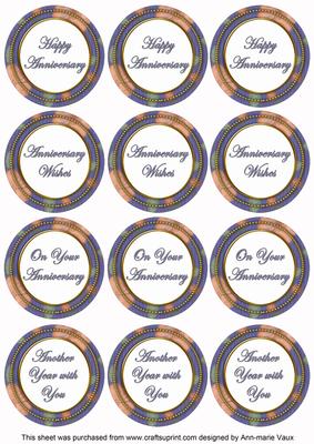 Dblue Flora Colour Anniversary Mix Sentiment Round Toppers