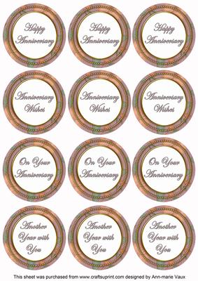 Dpink Flora Colour Anniversary Mix Sentiment Round Toppers