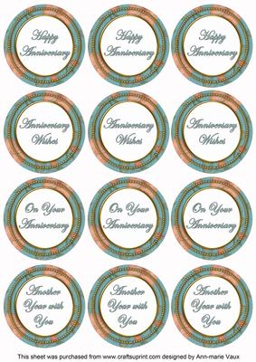 Dteal Flora Colour Anniversary Mix Sentiment Round Toppers