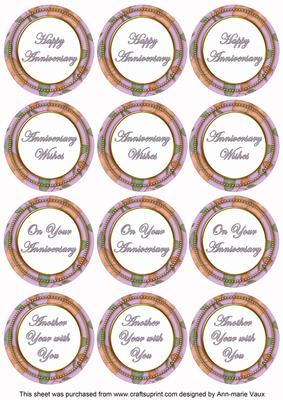 Lilac Flora Colour Anniversary Mix Sentiment Round Toppers
