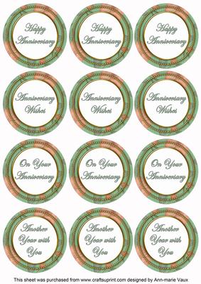 Mgreen Flora Colour Anniversary Mix Sentiment Round Toppers