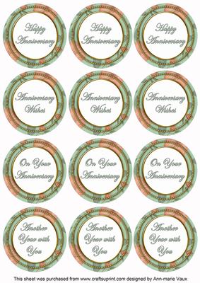 Mint Flora Colour Anniversary Mix Sentiment Round Toppers