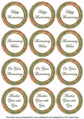 Olive Flora Colour Anniversary Mix Sentiment Round Toppers