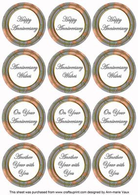 Silver Flora Colour Anniversary Mix Sentiment Round Toppers