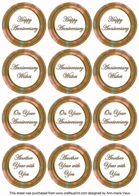 Vtea Flora Colour Anniversary Mix Sentiment Round Toppers