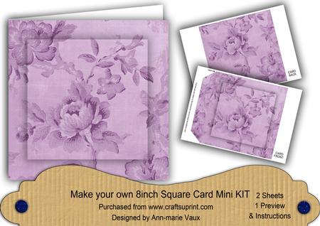 Lilac Rose Wallpaper 8in DIY Folded Card Mini Kit