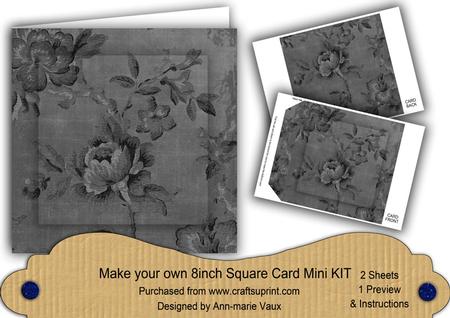 Black Rose Wallpaper 8in DIY Folded Card Mini Kit