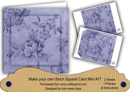 Blue Rose Wallpaper 8in DIY Folded Card Mini Kit