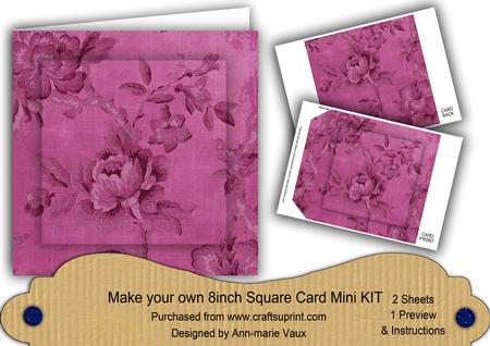 Cerise Rose Wallpaper 8in DIY Folded Card Mini Kit