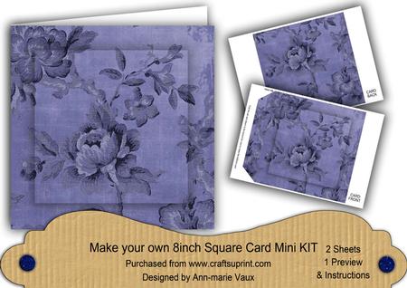 Dark Blue Rose Wallpaper 8in DIY Folded Card Mini Kit