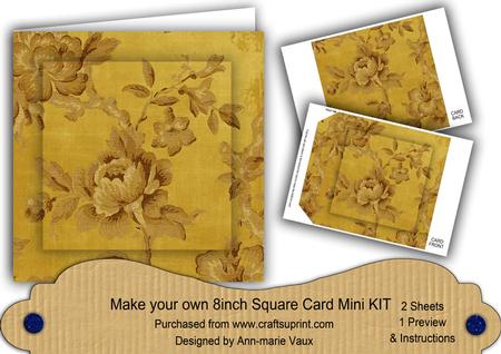 Gold Rose Wallpaper 8in DIY Folded Card Mini Kit