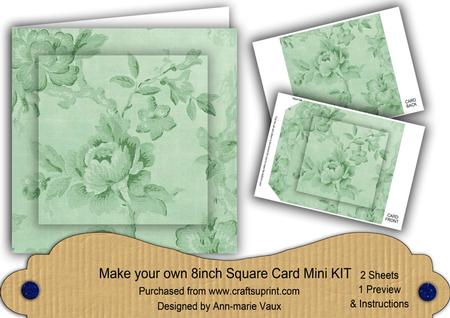 Mint Green Rose Wallpaper 8in DIY Folded Card Mini Kit