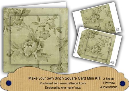 Olive Rose Wallpaper 8in DIY Folded Card Mini Kit
