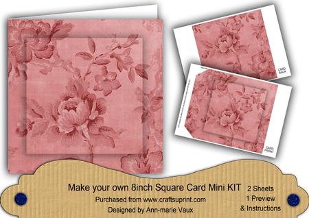 Pink Rose Wallpaper 8in DIY Folded Card Mini Kit