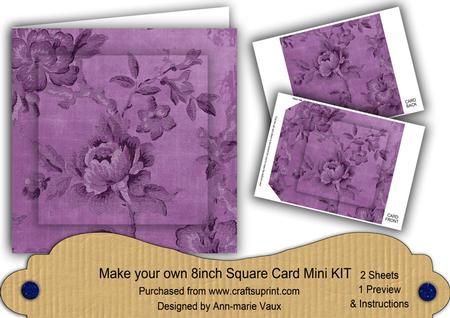 Purple Rose Wallpaper 8in DIY Folded Card Mini Kit