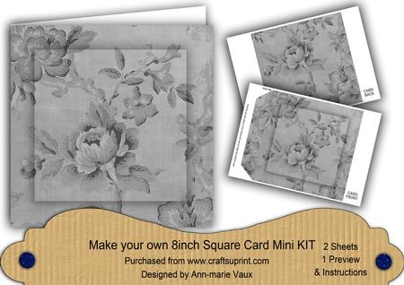 Silver Rose Wallpaper 8in DIY Folded Card Mini Kit
