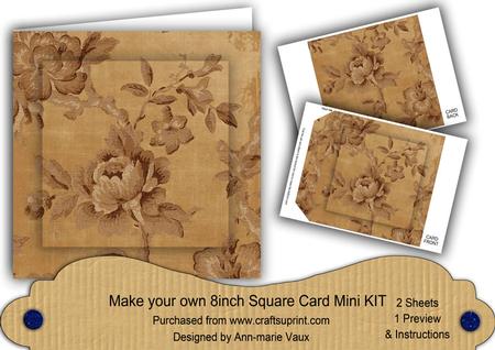 Vintage Tea Rose Wallpaper 8in DIY Folded Card Mini Kit