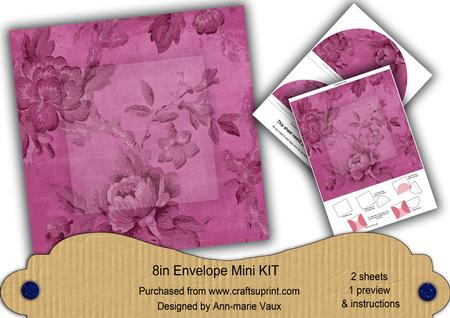 Cerise Rose Wallpaper 8in DIY Folded Envelope Mini Kit