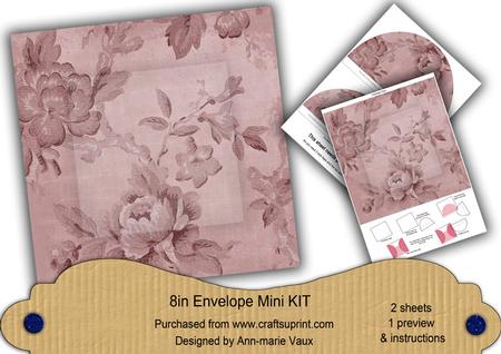 Dusky Pink Rose Wallpaper 8in DIY Folded Envelope Mini Kit