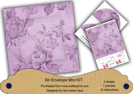 Lilac Rose Wallpaper 8in DIY Folded Envelope Mini Kit