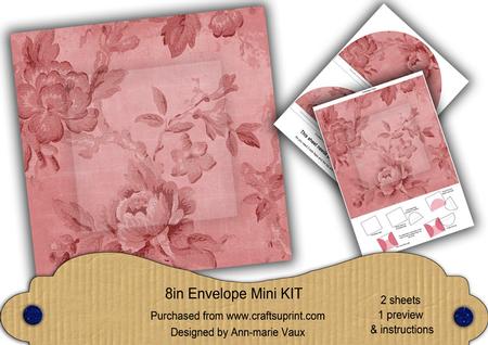 Pink Rose Wallpaper 8in DIY Folded Envelope Mini Kit