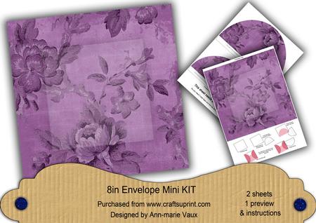 Purple Rose Wallpaper 8in DIY Folded Envelope Mini Kit
