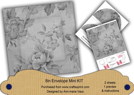 Silver Rose Wallpaper 8in DIY Folded Envelope Mini Kit