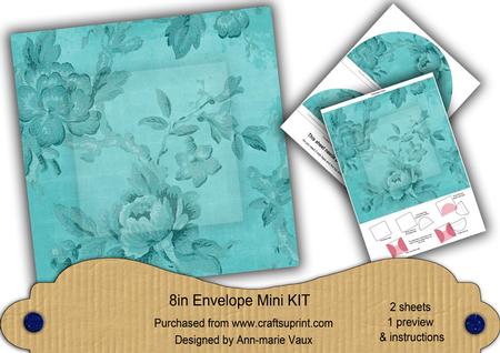Teal Rose Wallpaper 8in DIY Folded Envelope Mini Kit