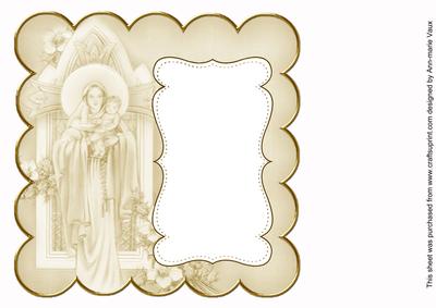 Cream Mother Mary Plain 8in Scallop Insert Panel