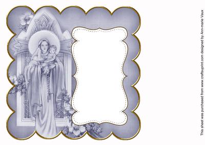 Dark Blue Mother Mary Plain 8in Scallop Insert Panel