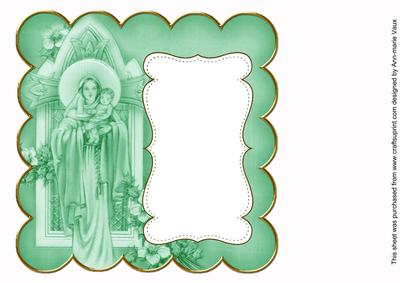 Dark Green Mother Mary Plain 8in Scallop Insert Panel