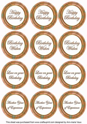 Borange Flora Colour Birthday Mix Sentiment Round Toppers