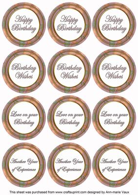Dusky Pink Flora Colour Birthday Mix Sentiment Round Toppers