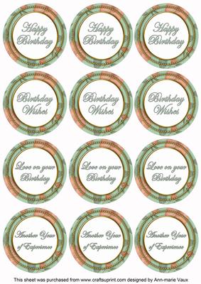 Mint Green Flora Colour Birthday Mix Sentiment Round Toppers