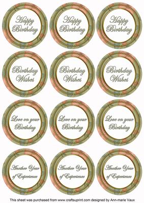 Olive Flora Colour Birthday Mix Sentiment Round Toppers