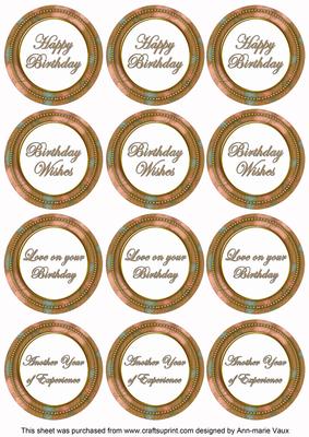 Vtea Flora Colour Birthday Mix Sentiment Round Toppers